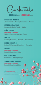 LT cocktail menu Autumn 2023